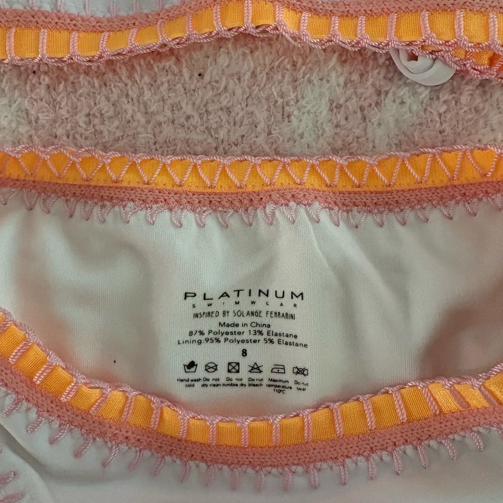 White Girls Two-Piece Bikini with Neon Crochet Trim - Picture 2 of 2
